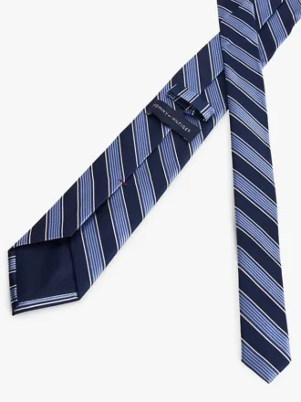 Leveä diagonaaliraidallinen silkkisekoitekravatti