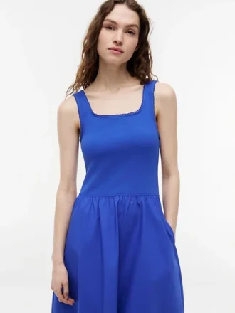 Mixed-Media Midi Tank Dress