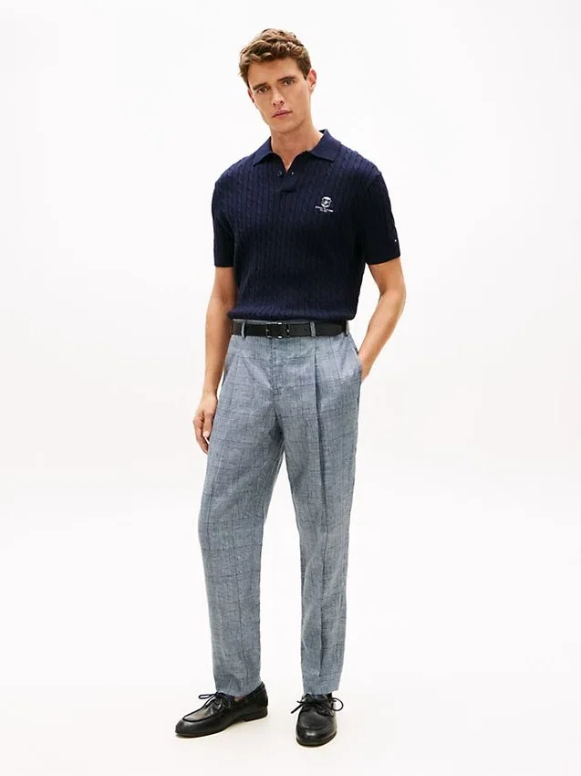 New York Label Glen Plaid -pellavahousut New York Label Glen Plaid -pellavahousut