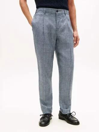 New York Label Glen Plaid -pellavahousut New York Label Glen Plaid -pellavahousut