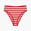 Raidallinen korkeavyötäröinen cheeky-bikiniaalaosa