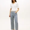 Railroad Stripe High-Rise Wide Leg Farkut