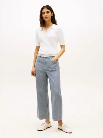 Railroad Stripe High-Rise Wide Leg Farkut