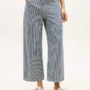 Railroad Stripe High-Rise Wide Leg Farkut