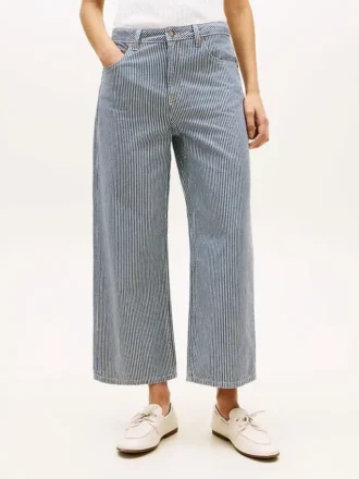 Railroad Stripe High-Rise Wide Leg Farkut