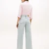 Raw Hem High-Rise Wide Leg Farkut