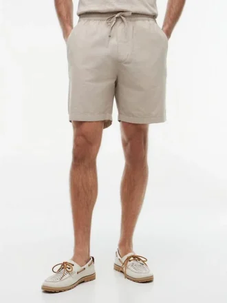 Regular Fit 7″ puuvilla-pellavaseos Shortsit