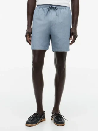 Regular Fit 7″ puuvilla-pellavaseos Shortsit