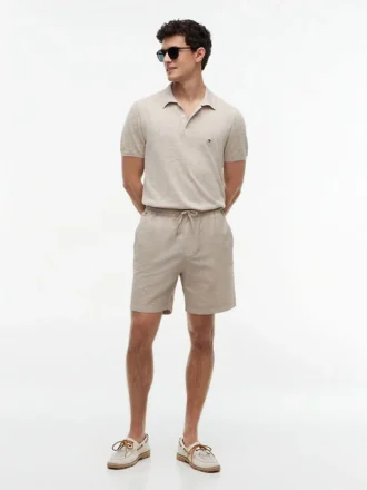 Regular Fit 7″ puuvilla-pellavaseos Shortsit