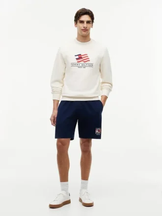 Regular Fit Wavy Flag Logo -sweatshortsit