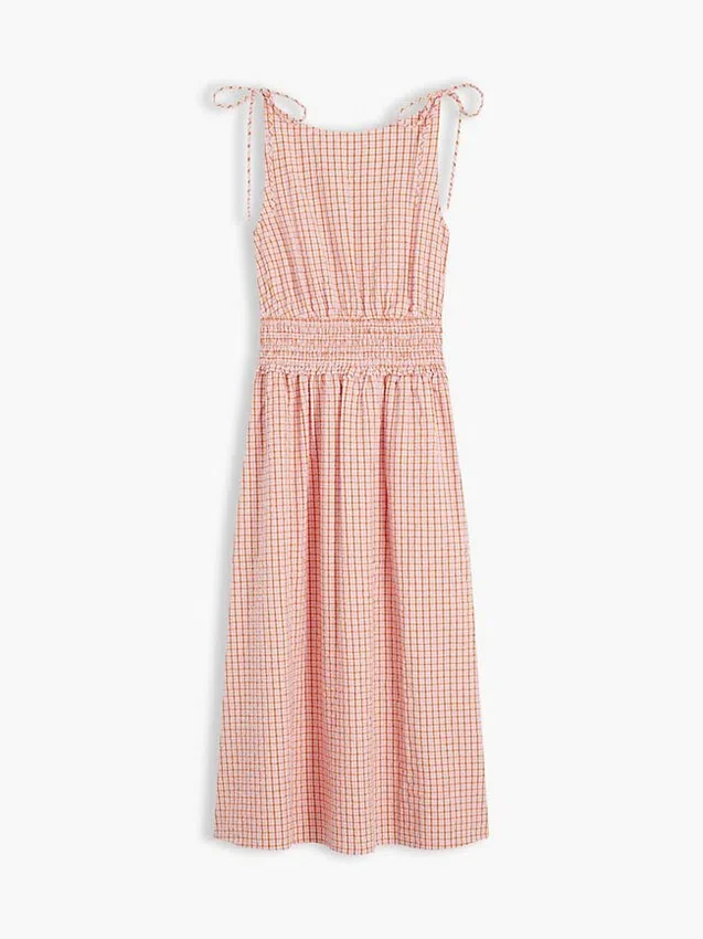 Rypytetty gingham-seersucker-midimekko Rypytetty gingham-seersucker-midimekko