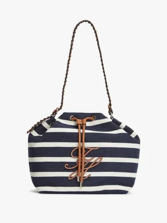 Script Monogram Breton Stripe Bucket Bag