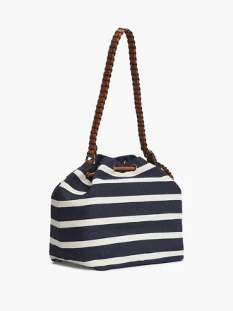 Script Monogram Breton Stripe Bucket Bag