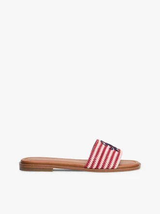 Script Monogram Stripe Woven Slide