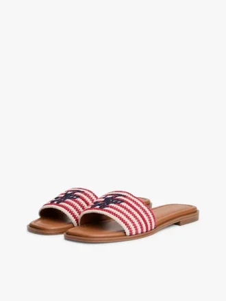 Script Monogram Stripe Woven Slide