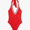 Signature Stripe Plunge Halter -uimapuku Signature Stripe Plunge Halter -uimapuku