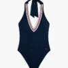 Signature Stripe Plunge Halter -uimapuku Signature Stripe Plunge Halter -uimapuku