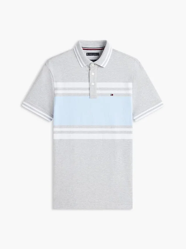 Slim Fit Block Stripe Stretch Pique Polo Slim Fit Block Stripe Stretch Pique Polo