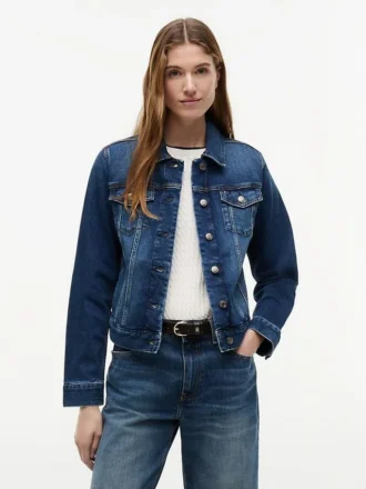 Slim Fit -mallinen tumma pesu stretch-denimtakki Slim Fit -mallinen tumma pesu stretch-denimtakki