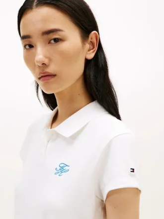 Slim Fit Script Monogram Stretch Polo