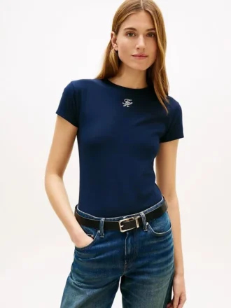 Slim Fit Script Monogram T-paita
