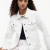 Slim Fit -valkoinen joustava denimtakki Slim Fit -valkoinen joustava denimtakki