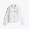 Slim Fit -valkoinen joustava denimtakki Slim Fit -valkoinen joustava denimtakki