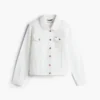Slim Fit -valkoinen joustava denimtakki Slim Fit -valkoinen joustava denimtakki
