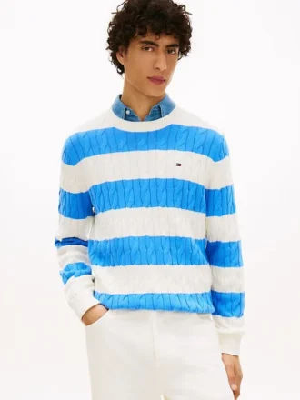 Stripe Cable Knit -neulepusero Stripe Cable Knit -neulepusero