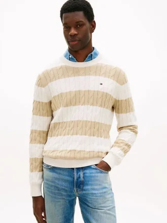 Stripe Cable Knit -neulepusero Stripe Cable Knit -neulepusero