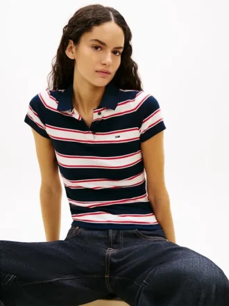 Tommy Jeans Slim Fit Rib-Knit Polo