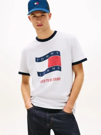 Tommy Jeans Wavy Flag Ringer T-paita