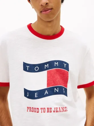 Tommy Jeans Wavy Flag Ringer -T-paita