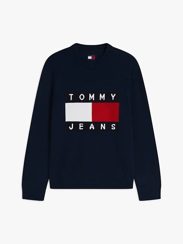 Tommy Jeansin lippulogolla varustettu pyöreäkaulainen villapaita Tommy Jeansin lippulogolla varustettu pyöreäkaulainen villapaita
