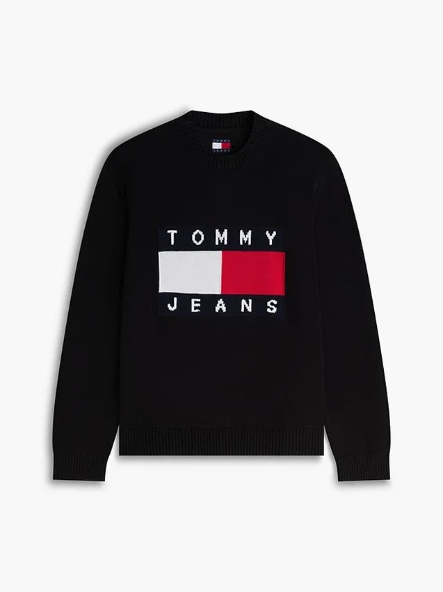 Tommy Jeansin lippulogolla varustettu pyöreäkaulainen villapaita Tommy Jeansin lippulogolla varustettu pyöreäkaulainen villapaita