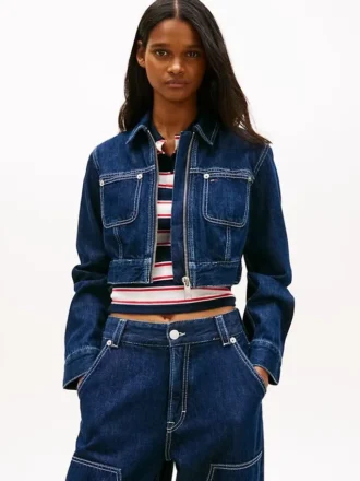 Tommy Jeansin lyhyt denim-vetoketjujakku