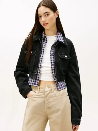 Tommy Jeansin lyhyt denim-vetoketjujakku