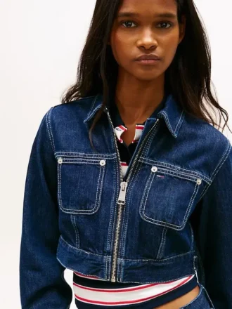 Tommy Jeansin lyhyt denim-vetoketjujakku