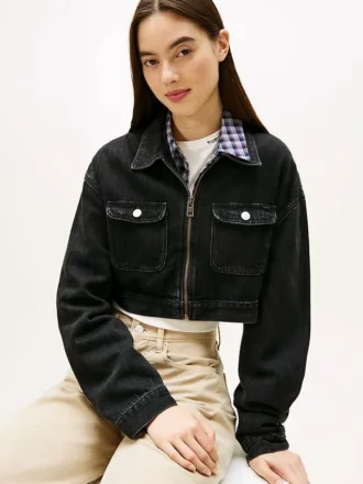 Tommy Jeansin lyhyt denim-vetoketjujakku