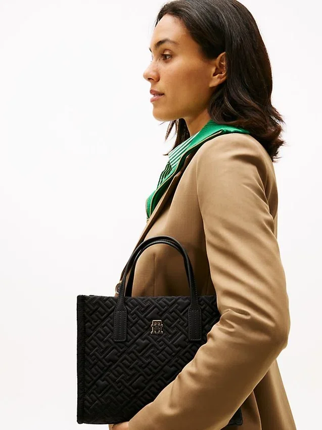 Topstitch Monogram Nylon Mini Tote Bag Topstitch Monogram Nylon Mini Tote Bag