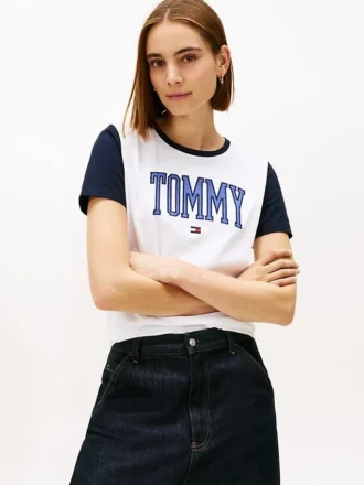 Varsity Tommy Logo Ringer T-paita