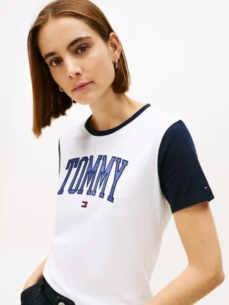 Varsity Tommy Logo Ringer T-paita
