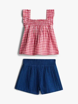 Vauvojen ruudullinen toppi- ja Shortsisetti