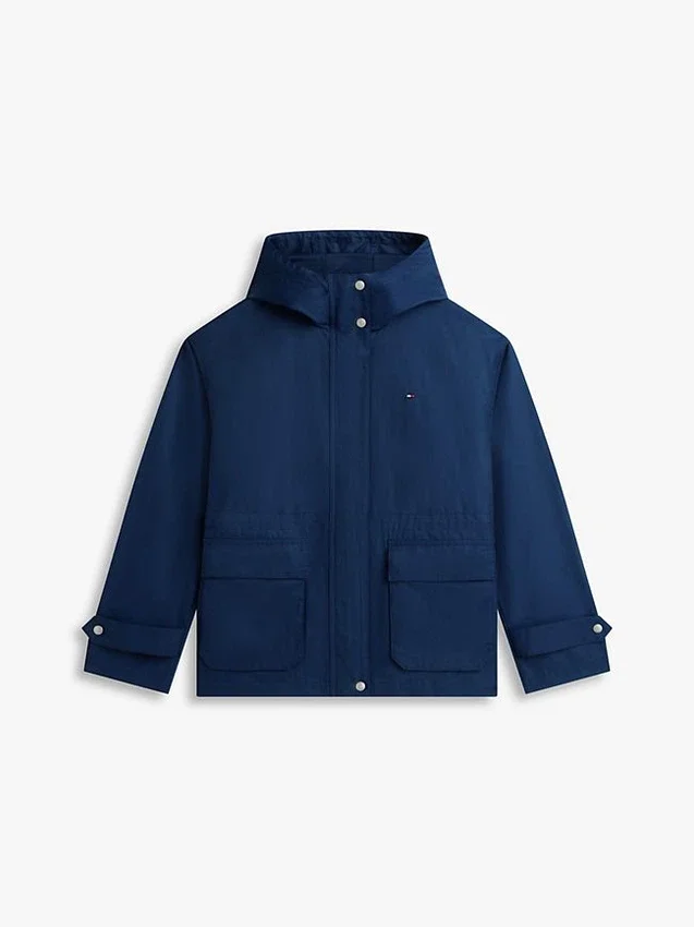 Vedenkestävä huppullinen lyhyt parka Vedenkestävä huppullinen lyhyt parka