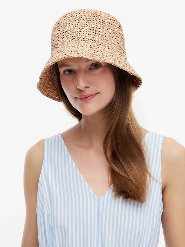 Virkattu raffia-bucket-hatu Virkattu raffia-bucket-hatu