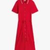 Vyötäröinen, reunuskoristeltu midi-polo-mekko Vyötäröinen, reunuskoristeltu midi-polo-mekko