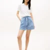 Vyötäröiset gingham-seersucker-shortsit Vyötäröiset gingham-seersucker-shortsit