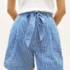 Vyötäröiset gingham-seersucker-shortsit Vyötäröiset gingham-seersucker-shortsit