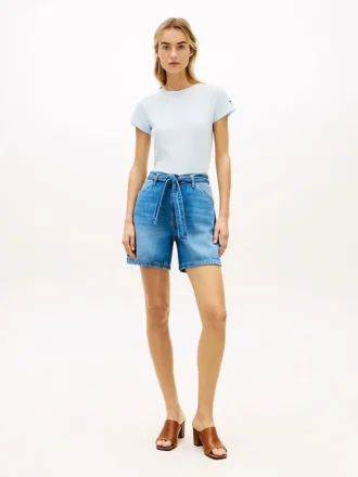 Vyötäröiset korkeavyötäröiset denimshortsit